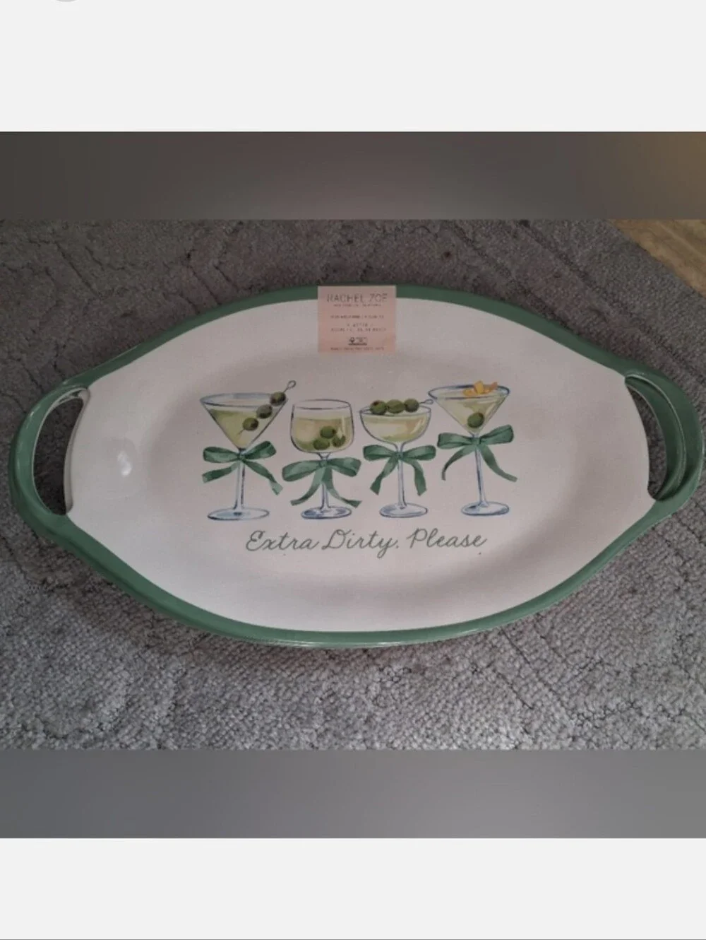 Rachel Zoe Melamine Olive Martini Serving Platter Extra Dirty Please 19